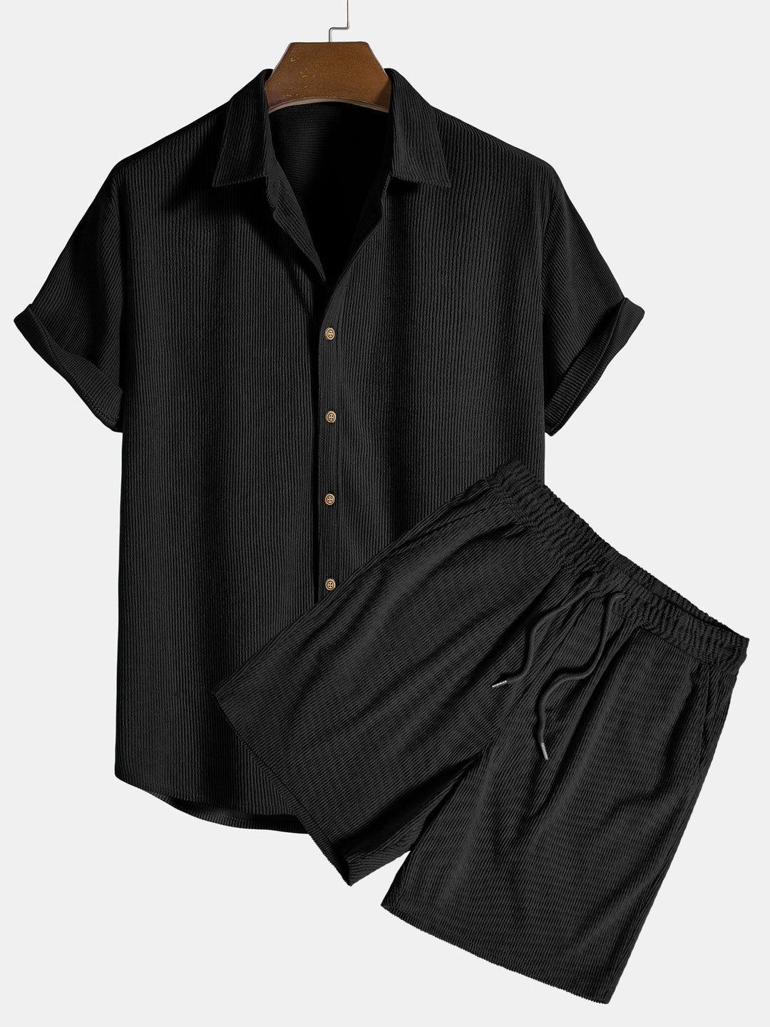 Men's Summer Set | Short-Sleeve Shirt & Shorts | Breathable & Lightweight | Polyester