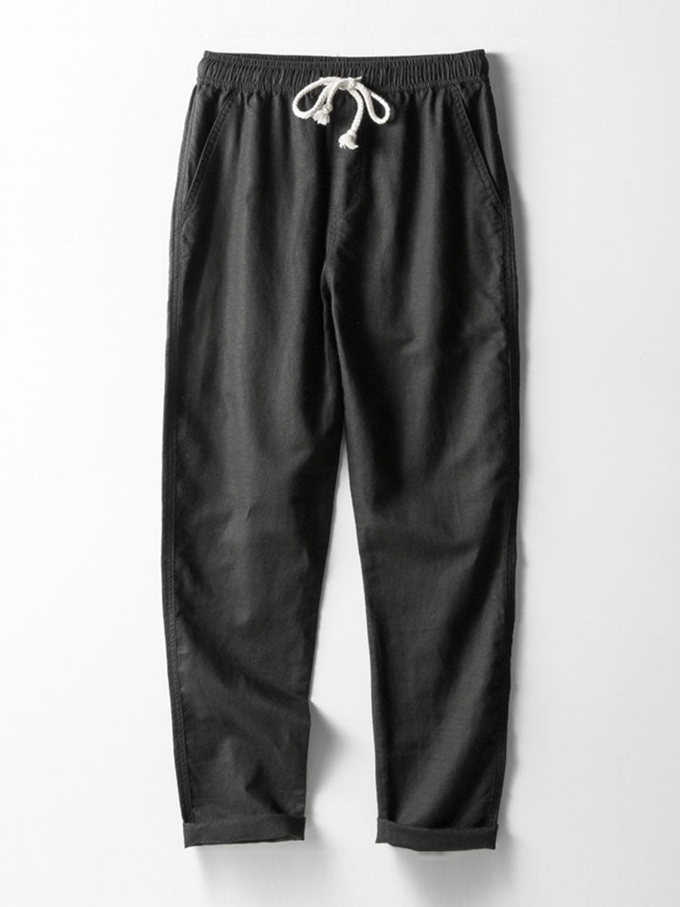 Men's Set | Short-sleeve Shirt & Trousers | Breathable & Casual | Linen Blend & Cotton