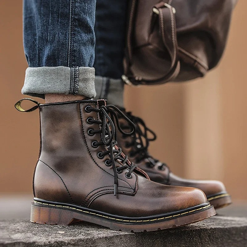 Durable leather lace-up winter boots for men with non-slip sole and classic elegance | Jari