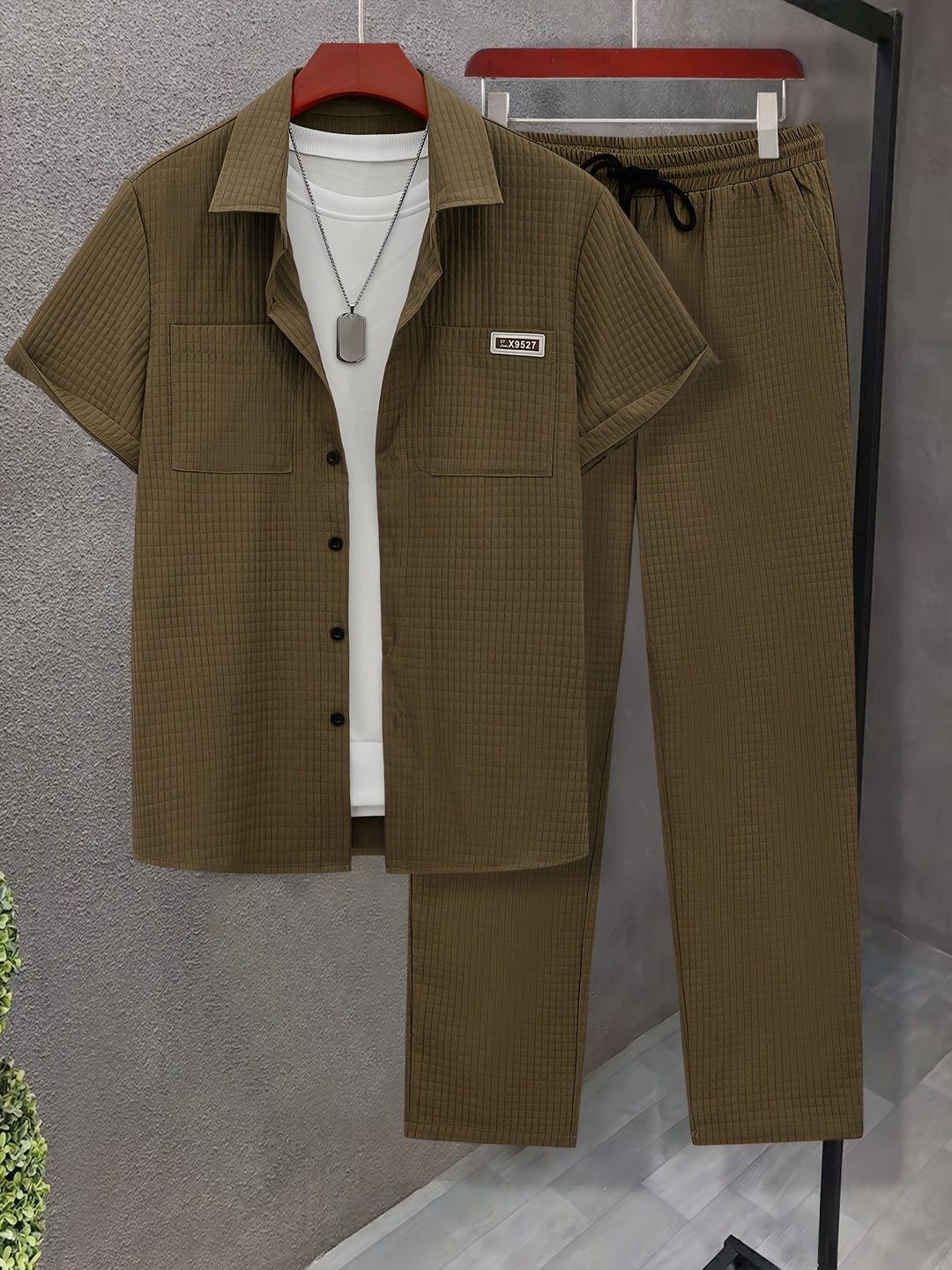 Men's Two-piece Casual Suit | Short-Sleeve Shirt & Long Pants | Summer
