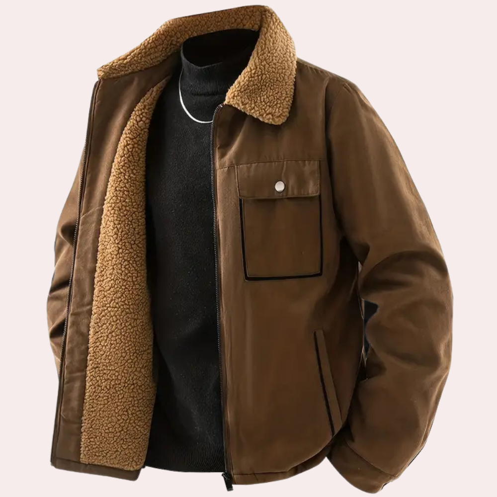 Elegant and stylish men's winter coat with cosy fleece collar and modern design | Fedde