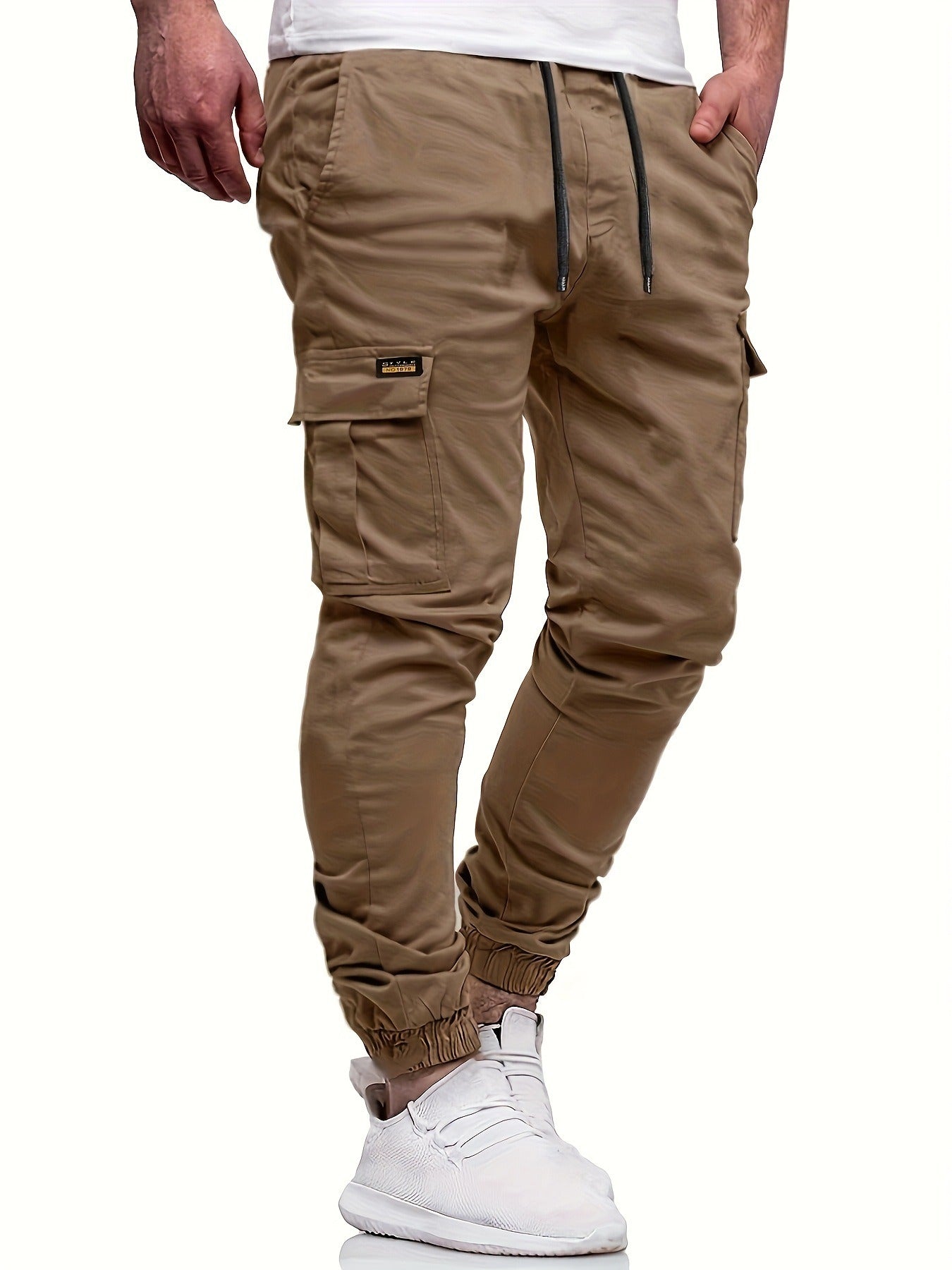 Men's Casual Cargo Trousers | Elastic Waist | Side Pockets | Comfortable for Outdoor Activities