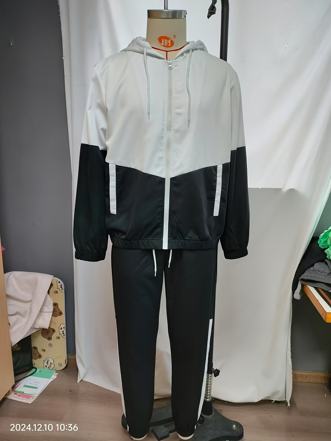Men's Sports Set | Top & Pants | With Hood & Zip | Light Elastic Polyester