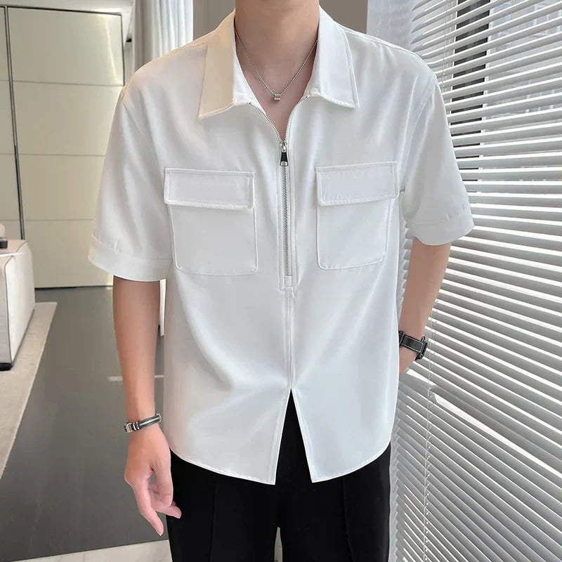 Casual and stylish men's zipped shirt with slim style and trendy design | Julius