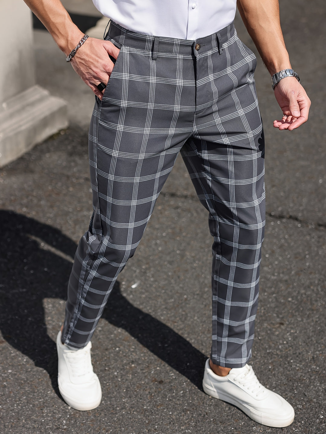 Men's Trousers | Checkered Design | Straight Leg | Comfort & Pockets | Spring & Autumn