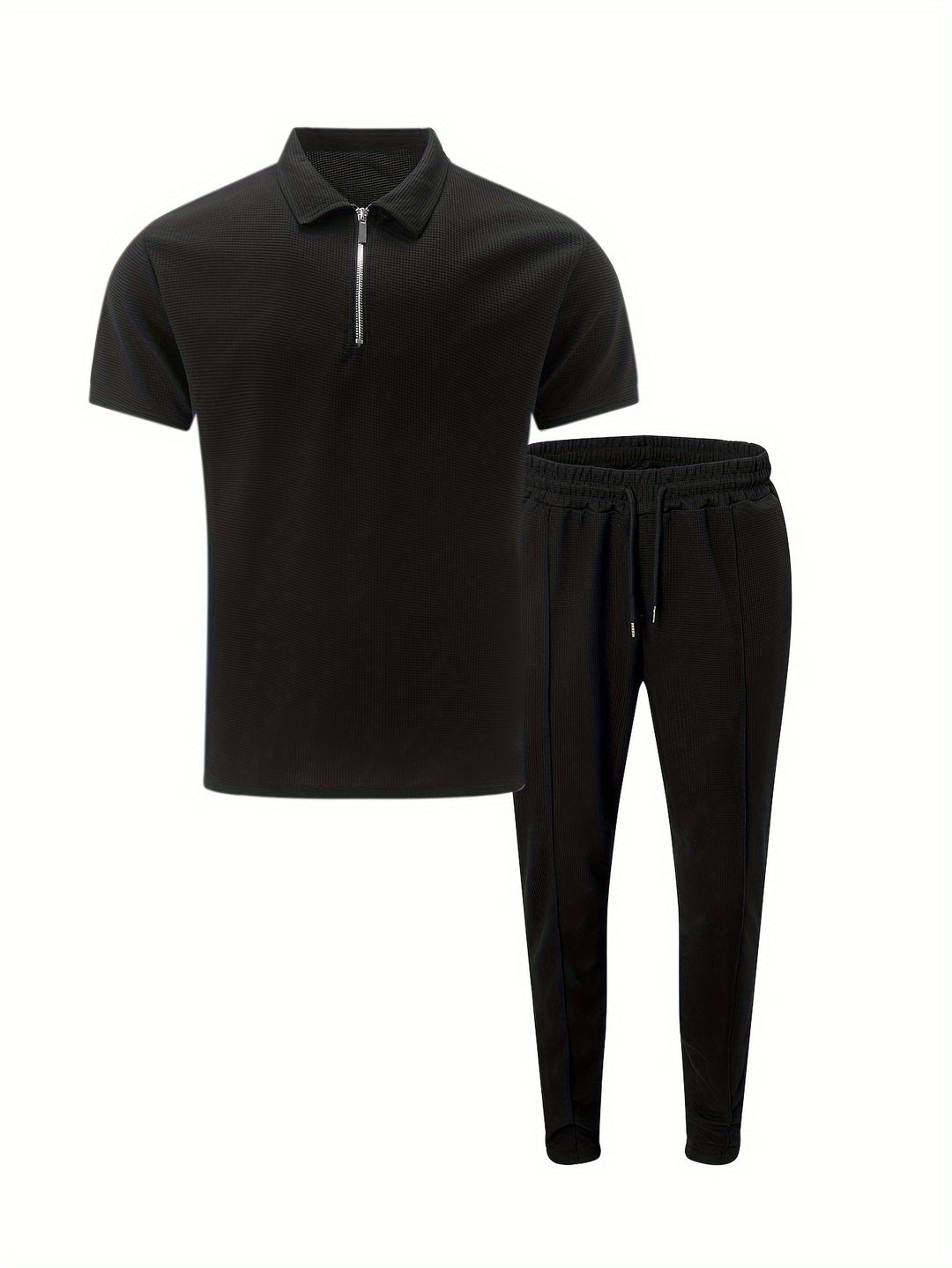 Men's Two-piece Set | Waffle Knit | Short Sleeve & Long Pants | Casual & Trendy