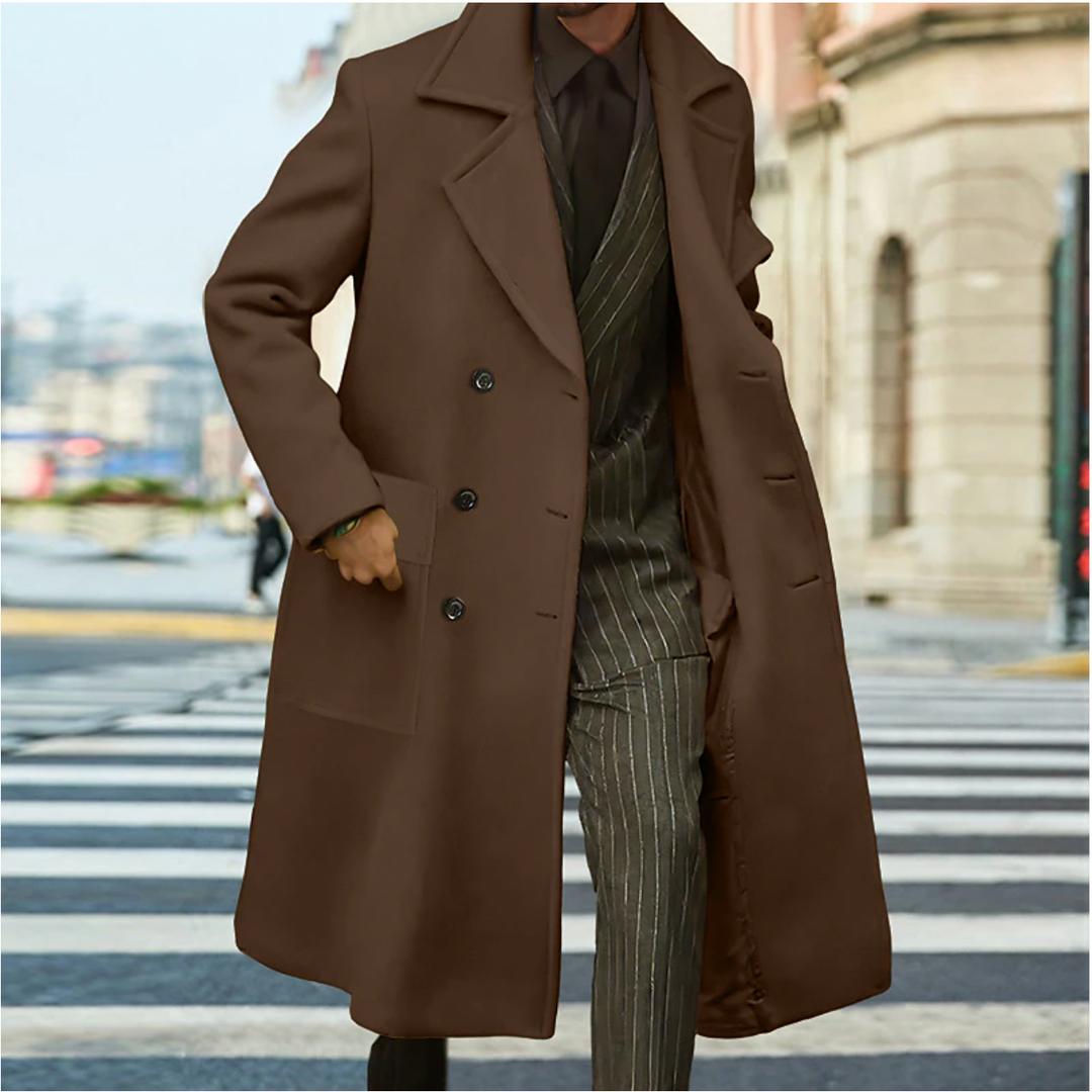 Luxury men's long winter coat with elegant warmth and sophisticated design | Nolan