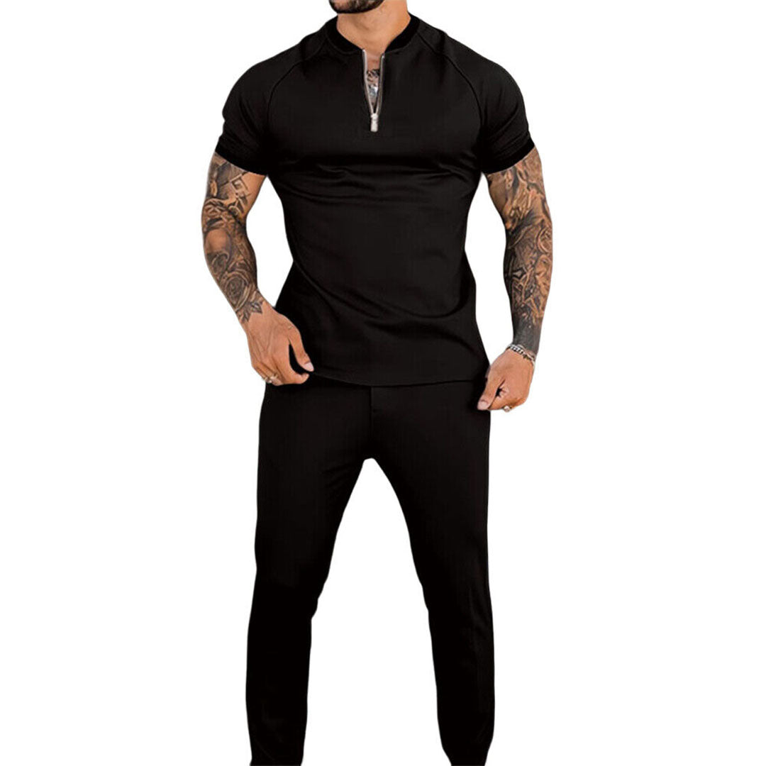 Slim Fit Casual Tracksuit Set for Men with Zip Collar Top and Comfortable Trousers | Levi