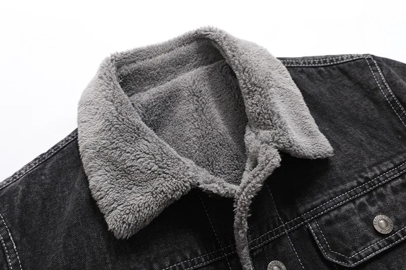 Chic denim jacket with fleece collar for ultimate warmth and timeless elegance | Fabian