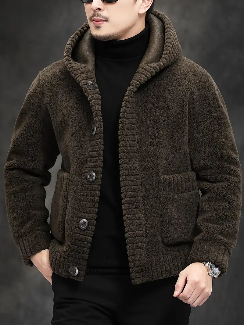 Cosy and stylish men's hooded knitted jacket with modern touch | Jason