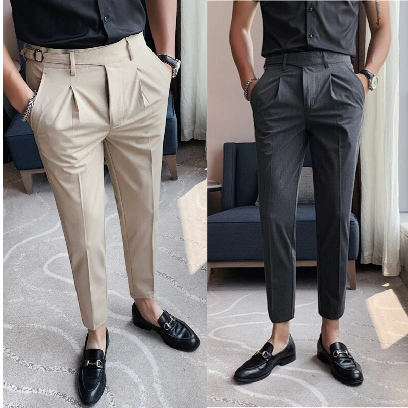 Elegant Slim-Fit Dress Pants for Men with Belt Design and Timeless Refinement | Simon