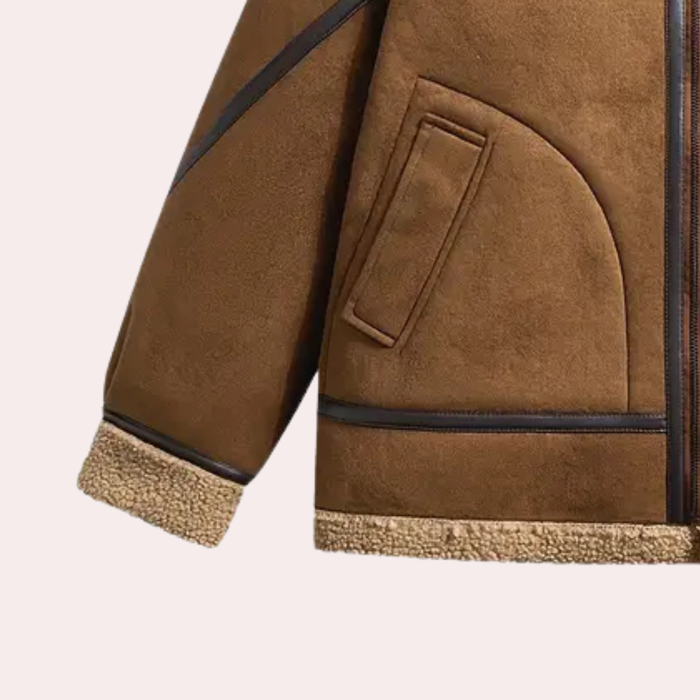 Insulated suede winter jacket for men with stylish fleece collar and windproof design | Mika