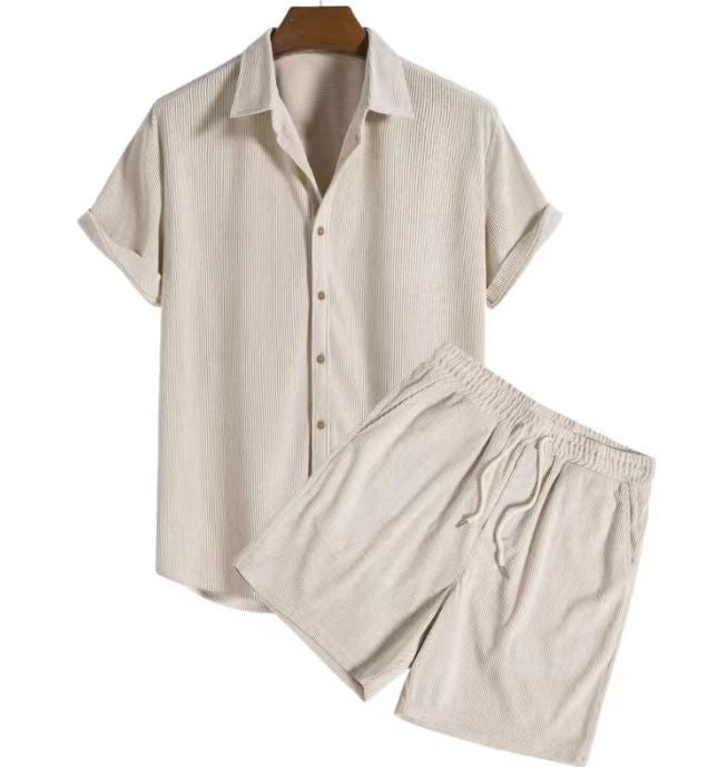 Men's Summer Set | Lapel Shirt & Trousers | Stylish & Casual | Classic Elegance