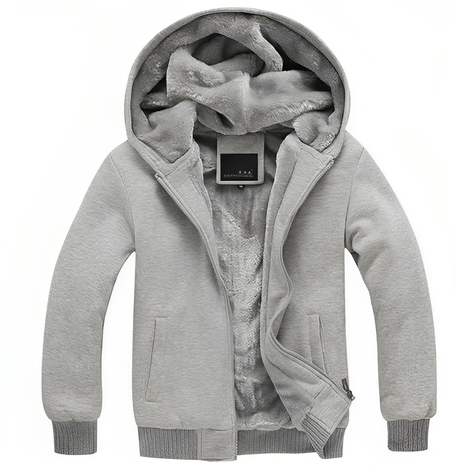 Cosy and fluffy men's zipped jacket with hood for ultimate warmth and comfort | Moos