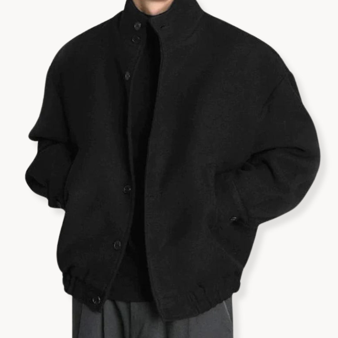 Cosy jacket with high collar and button closure for warmth and style | Joey