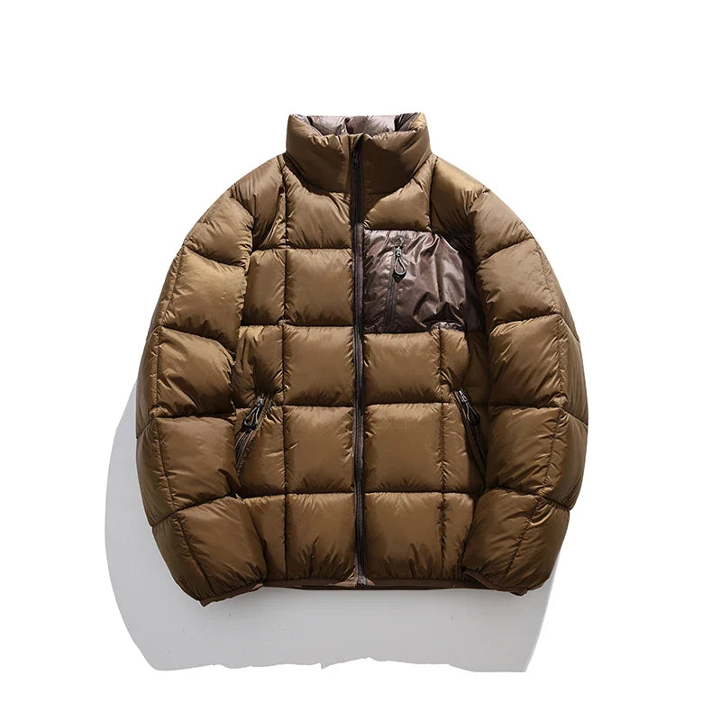 Casual and warm men's windproof puffer jacket with collar and lattice design | Casper