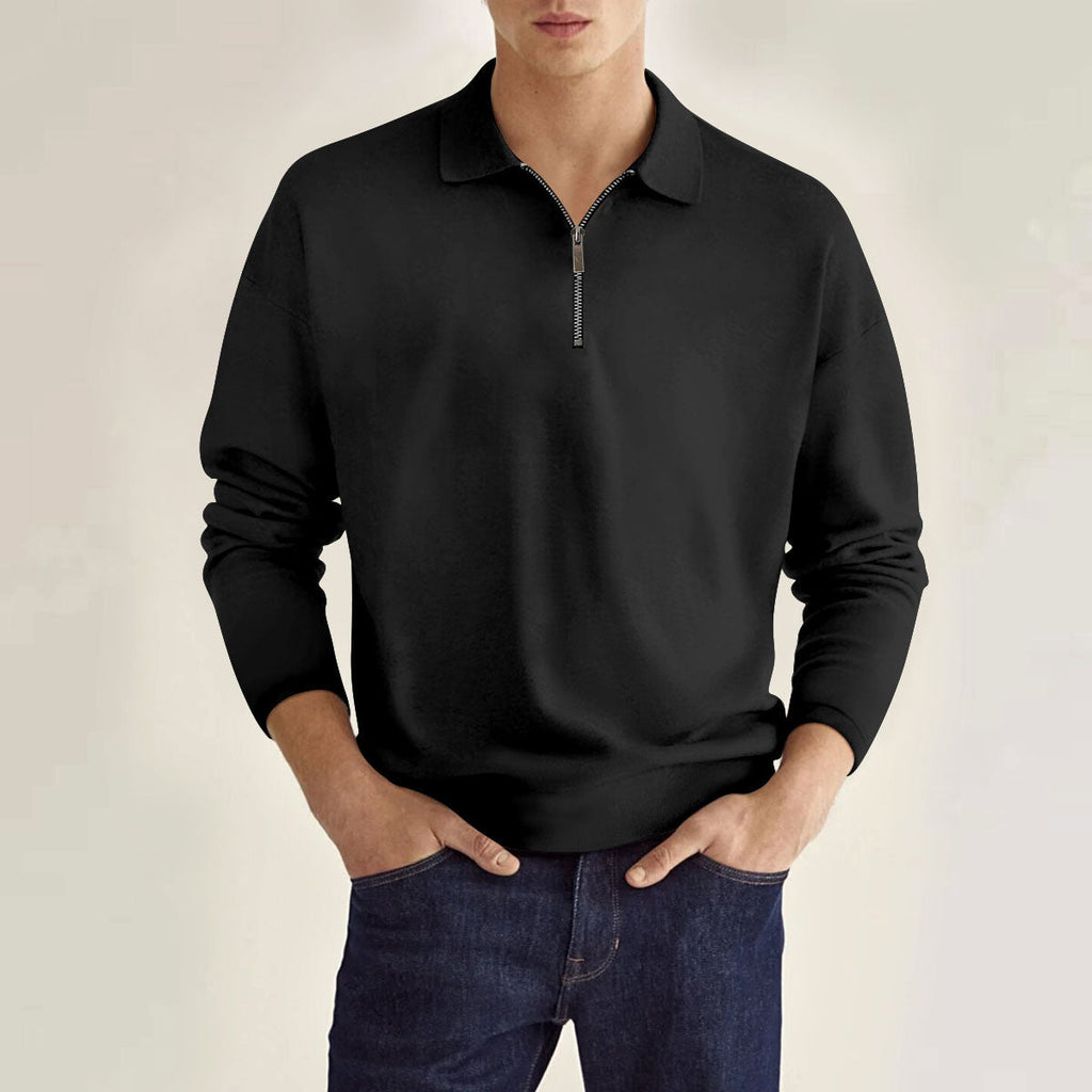 Classic Long Sleeve Zipper Polo Shirt for Men with urabn elegance and unique design | Luuk
