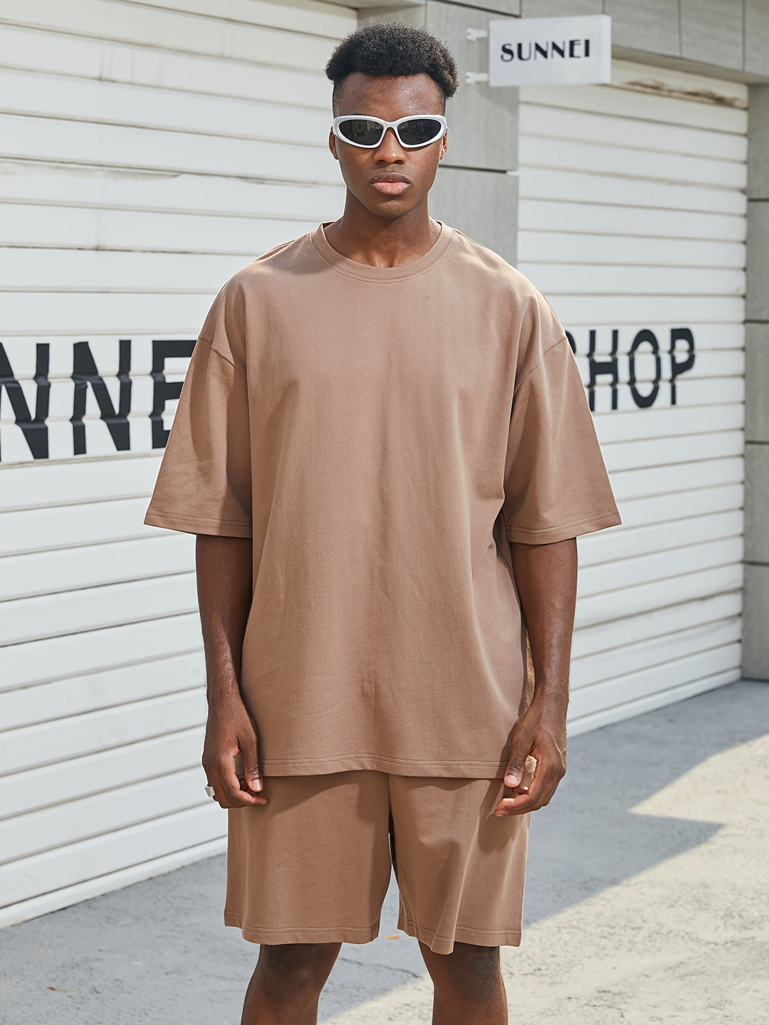 Slim and Casual Men's 2-Piece Solid Coloured T-Shirt and Short Summer Set | Joas