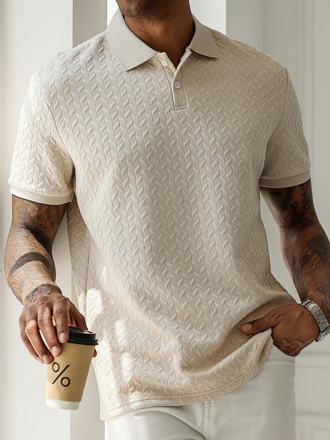 Men's Polo Shirt | Short Sleeve | Lapel Collar & Knitted Fabric | Summer Comfort