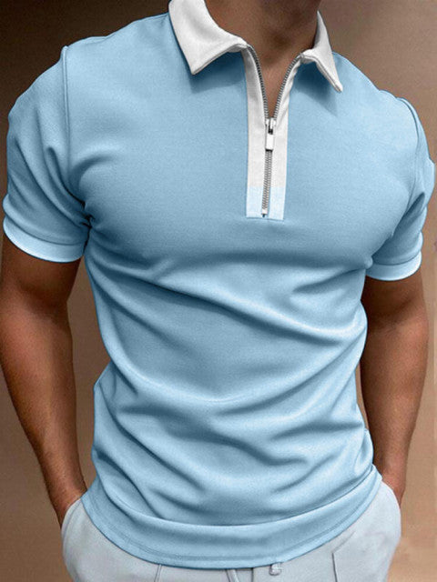 Men's Polo | Retro Zipper Design | Unique Pattern & Modern Casual | Polyester Summer Style