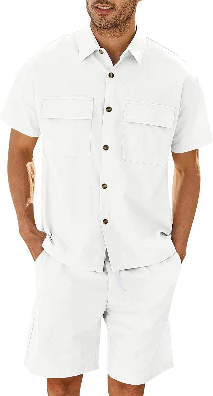 Men's Set | Rib Fabric & Cargo Details | Lightweight & Breathable | Streetwear Summer Look