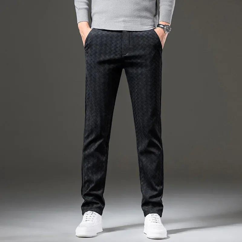 Elegant and versatile men's checked corduroy trousers with timeless charm | Victor