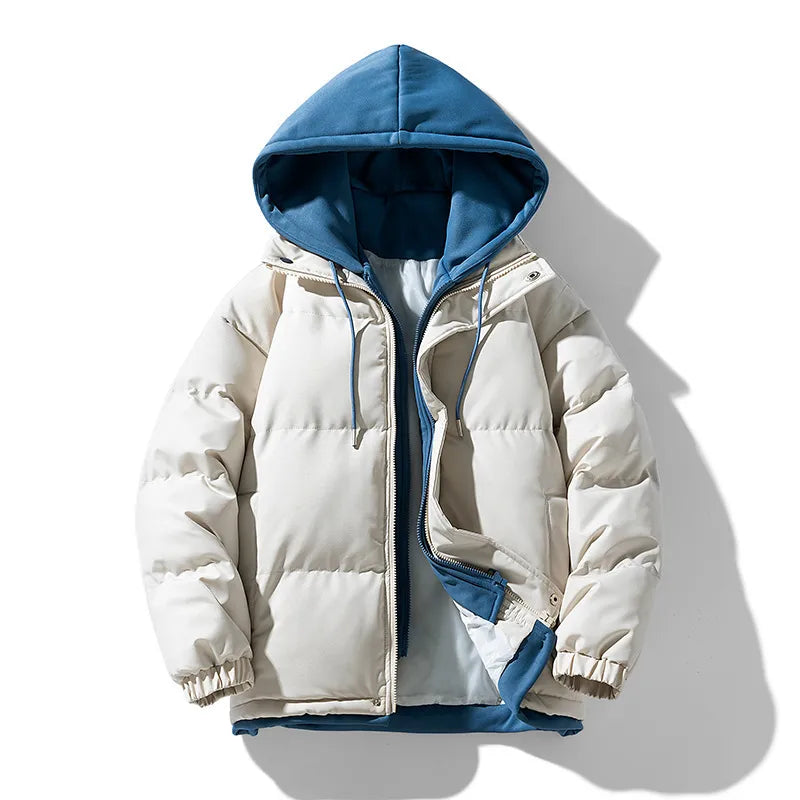 Comfortable and protective thick cotton jacket with windproof hood for men | Bram