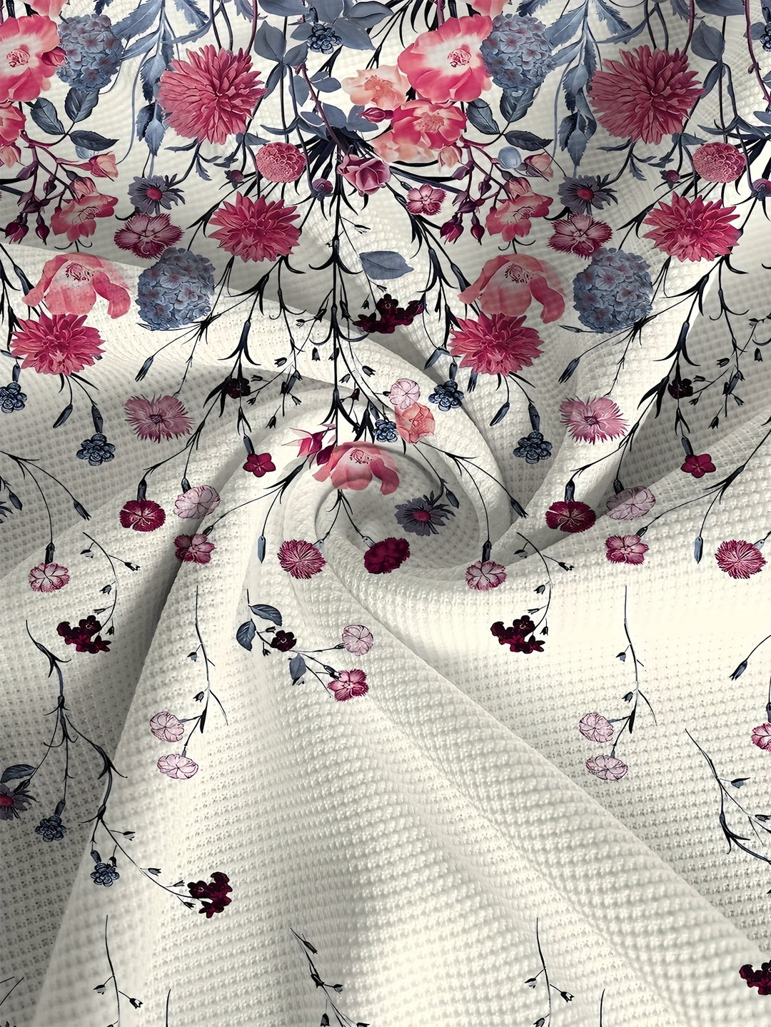 Men's shirt | Floral print & Casual | Breathable & Summery | White with Pink & Purple