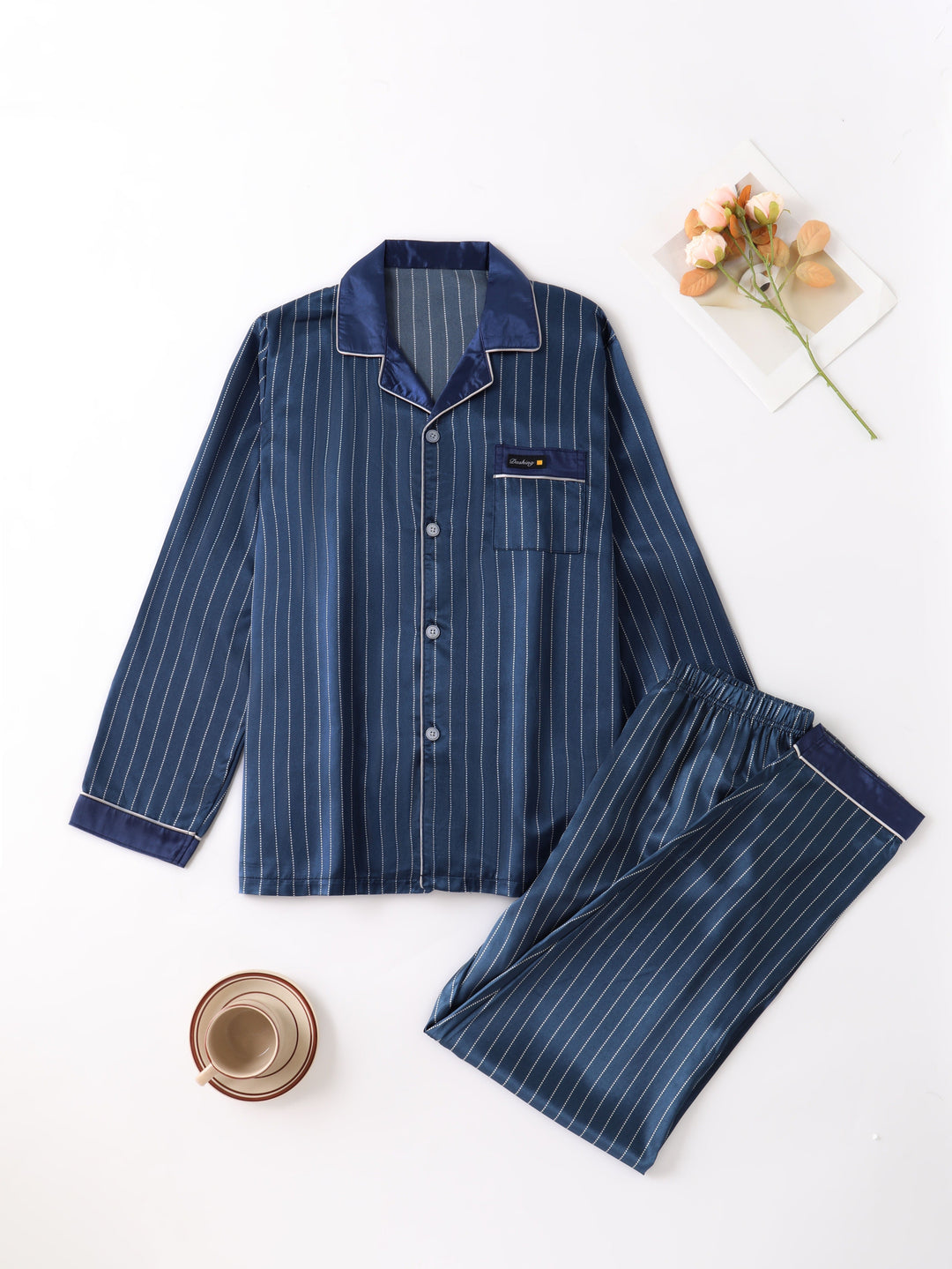 Men's Pyjama Set | Satin Striped | Comfortable & Luxury Nightwear | Long Sleeves