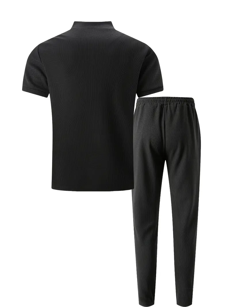 Men's set | Modern & Versatile | Zip-Up Shirt & Pants | Solid Colour