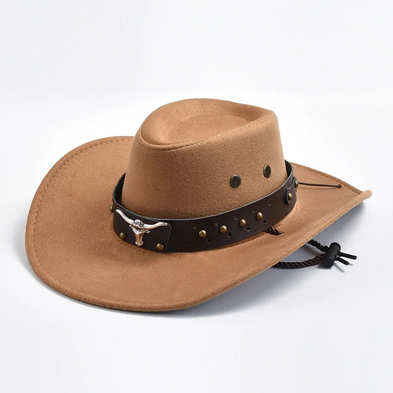 Cowboy Hat | Classic Model | Vegan Leather & Braided Chinstrap | Adjustable Design