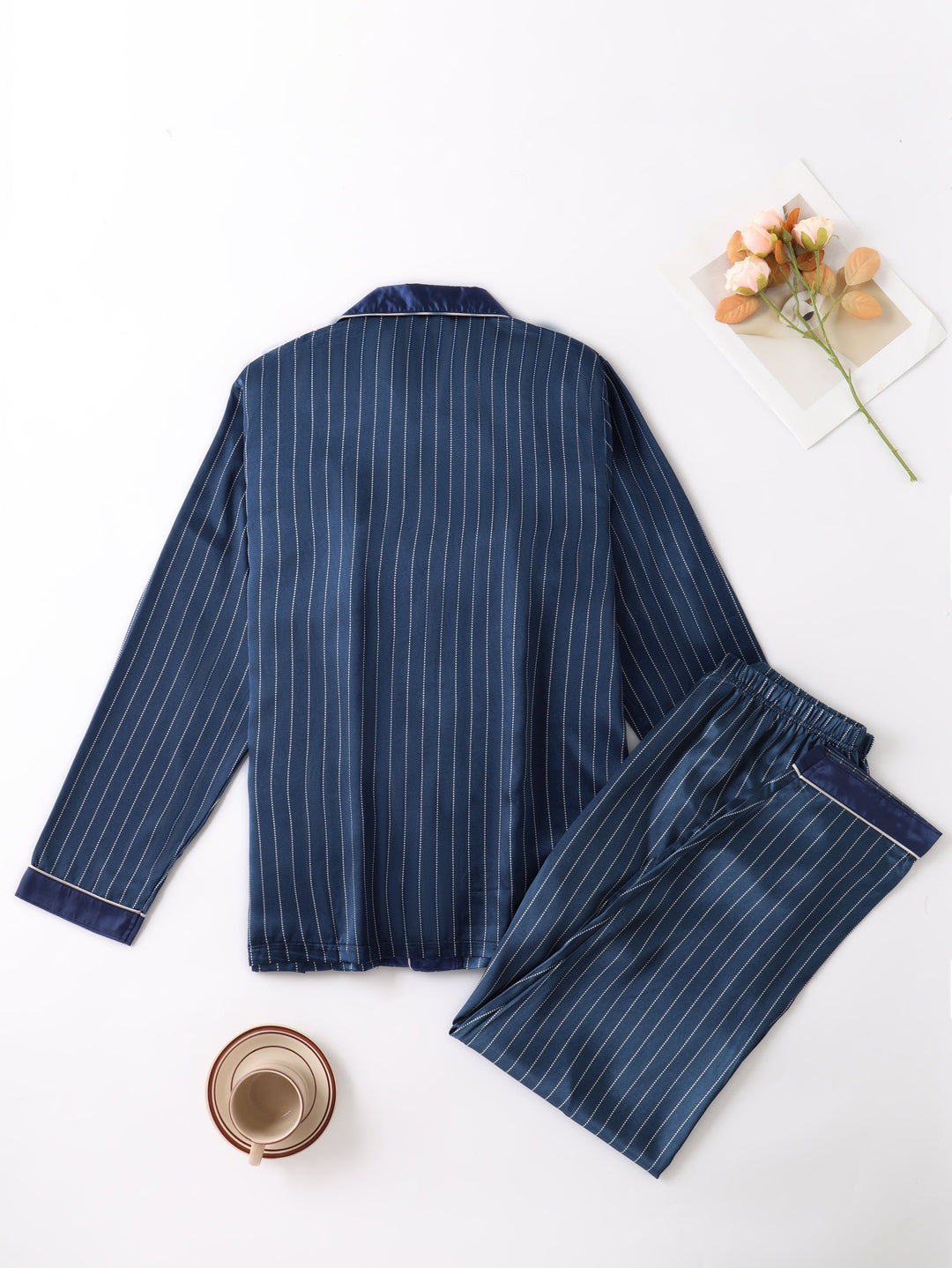 Men's Pyjama Set | Satin Striped | Comfortable & Luxury Nightwear | Long Sleeves