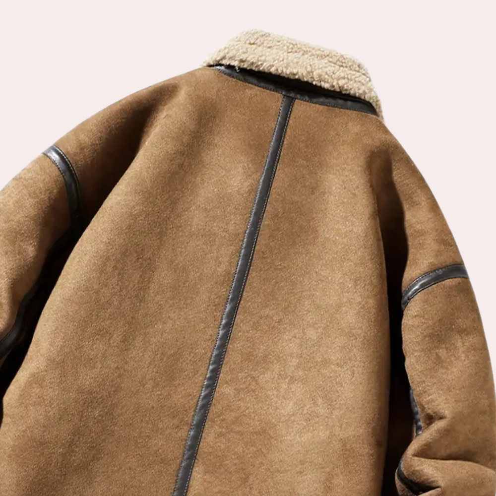 Insulated suede winter jacket for men with stylish fleece collar and windproof design | Mika