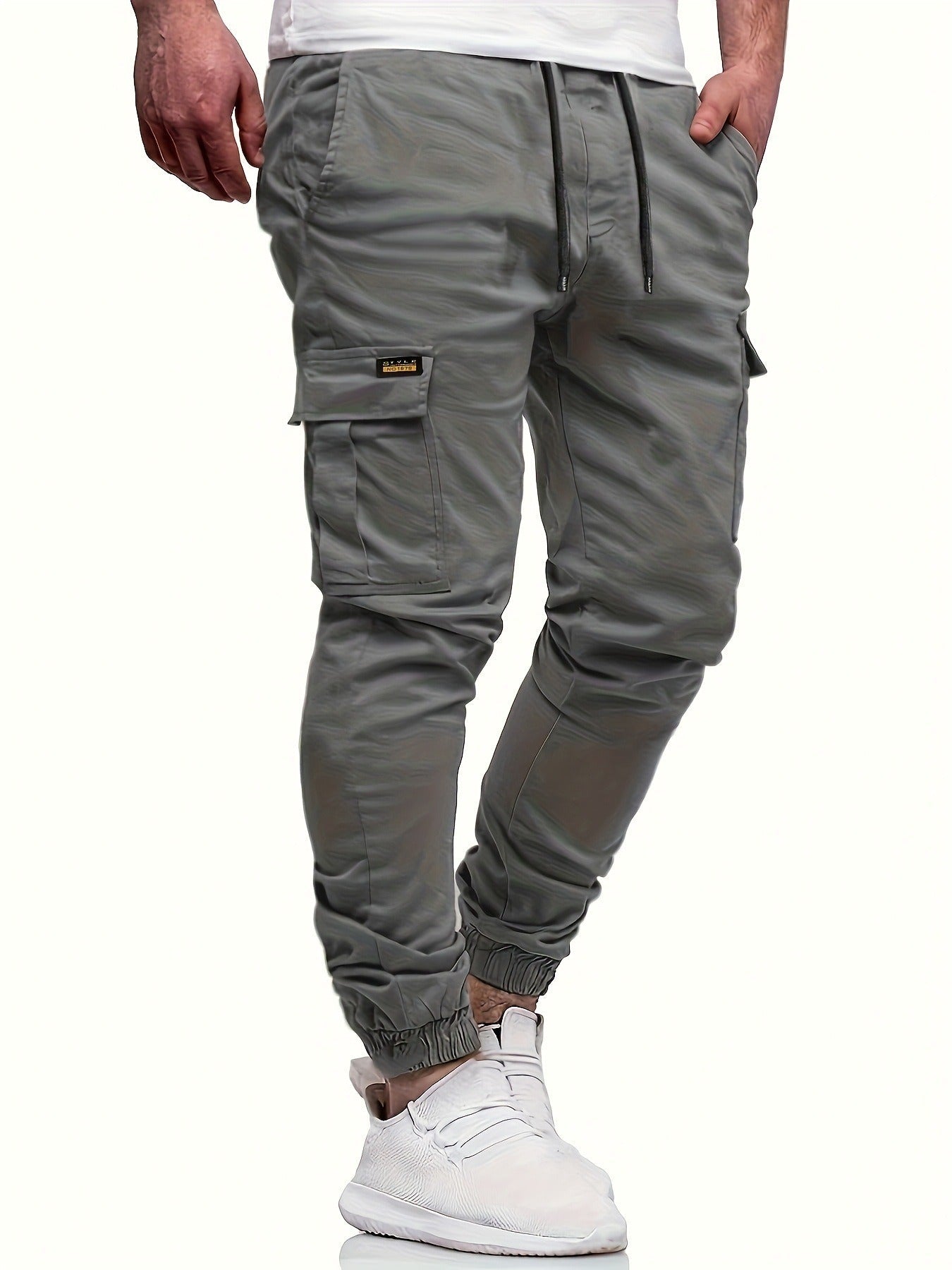 Men's Casual Cargo Trousers | Elastic Waist | Side Pockets | Comfortable for Outdoor Activities