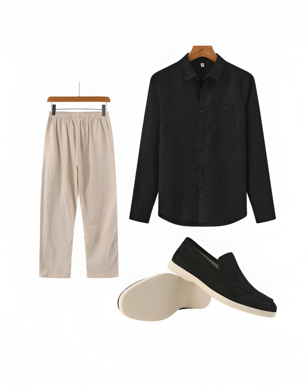 Men's Summer Set | Linen Shirt & Pants + Suede Loafers | Lightweight & Elegant