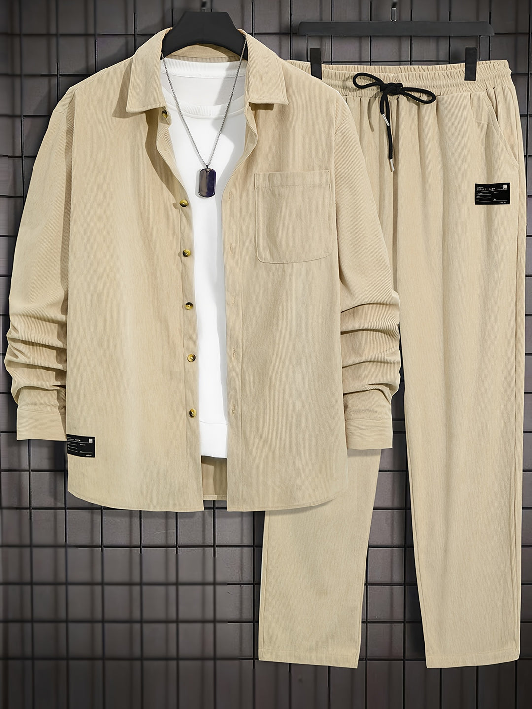 Shirt with button closure and drawstring trousers | Stylish and versatile | Men's set