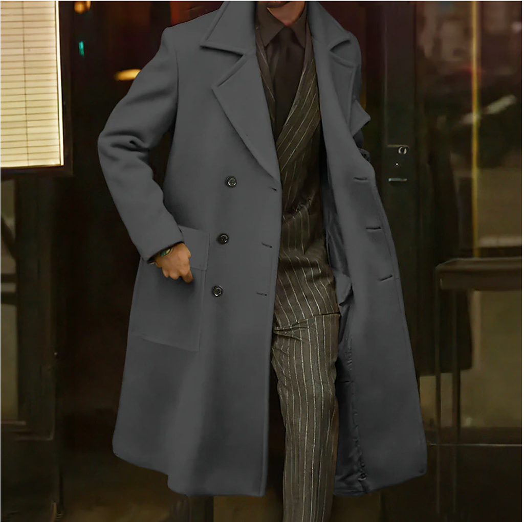 Luxury men's long winter coat with elegant warmth and sophisticated design | Nolan