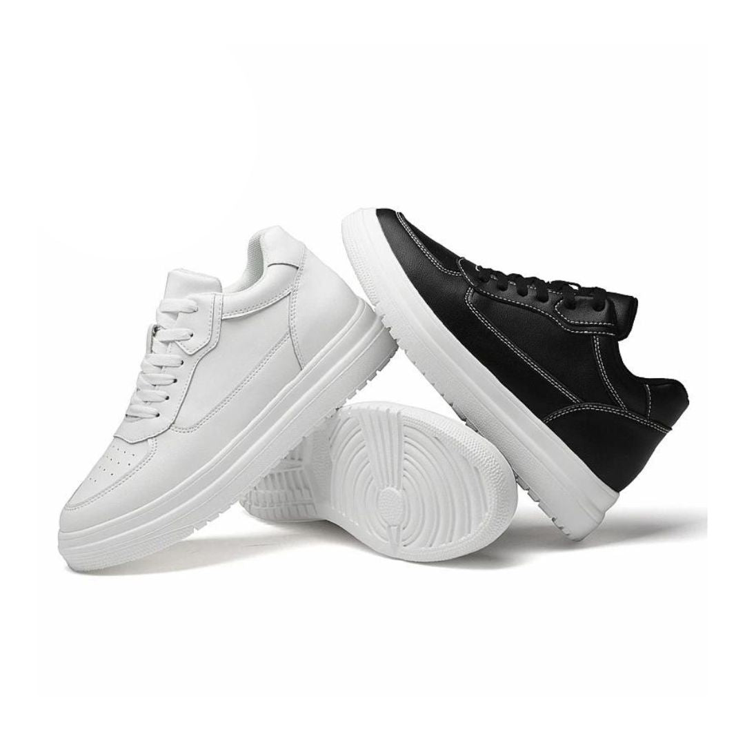 Men's Sneakers | Hidden Raise up to 10 cm | PU Leather & Non-Slip Sole | Streetwear Style