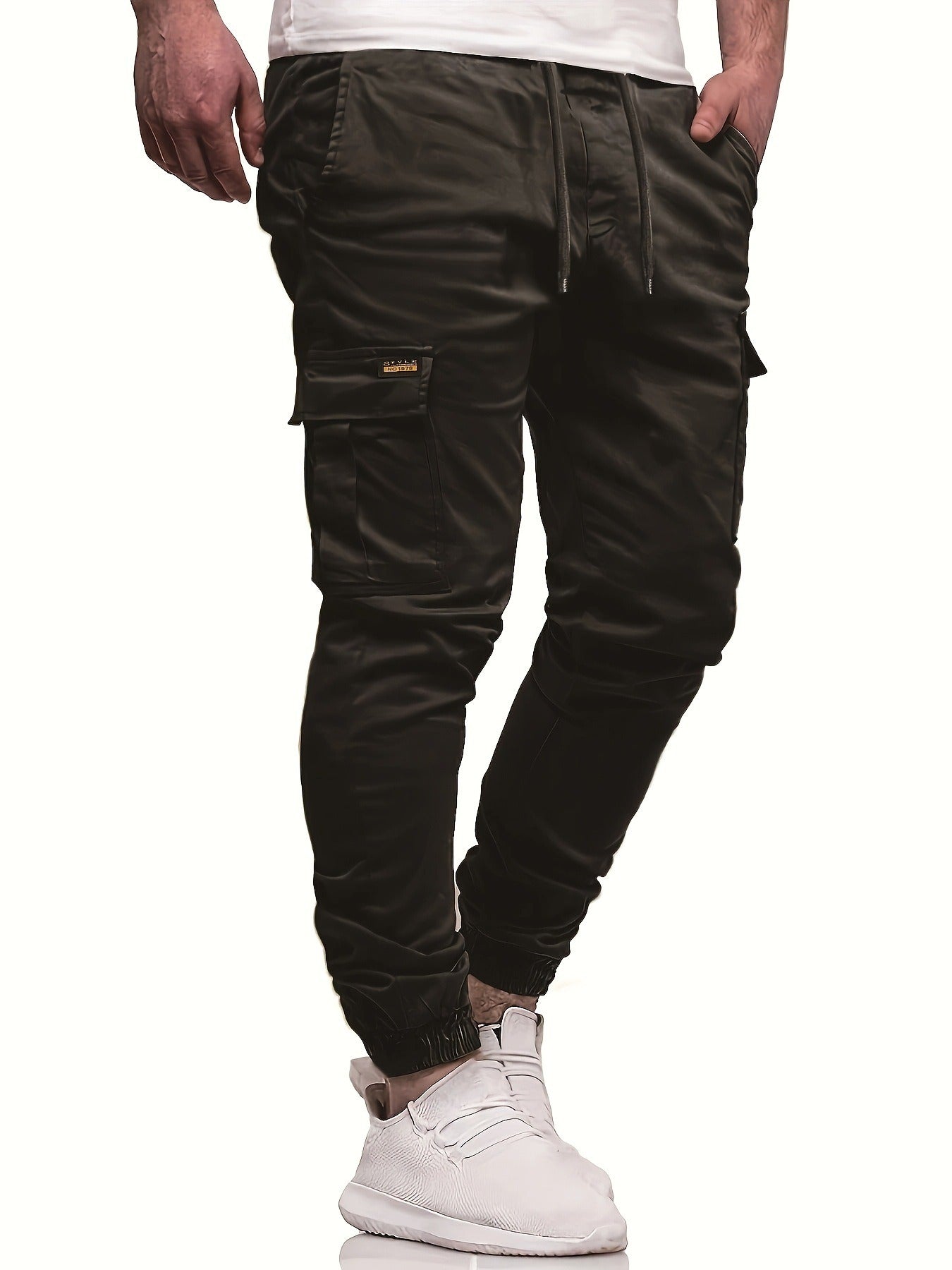 Men's Casual Cargo Trousers | Elastic Waist | Side Pockets | Comfortable for Outdoor Activities
