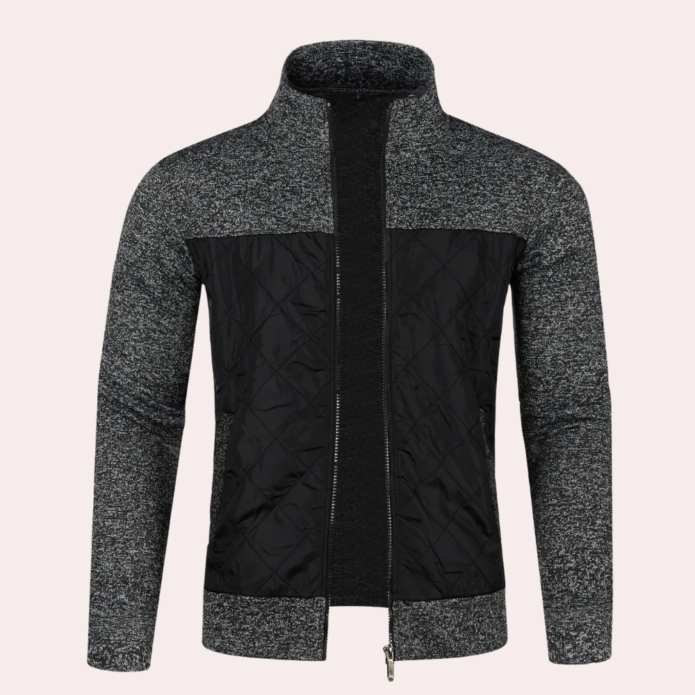 Fashionable Slim Standing Collar Jacket for Men with Diamond Pattern and Modern Style | Arthur