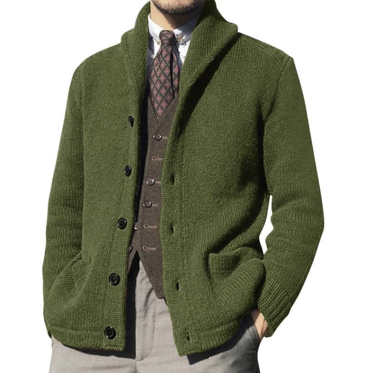 Classic and stylish knitted jacket with button closure and refined design for men | Daan