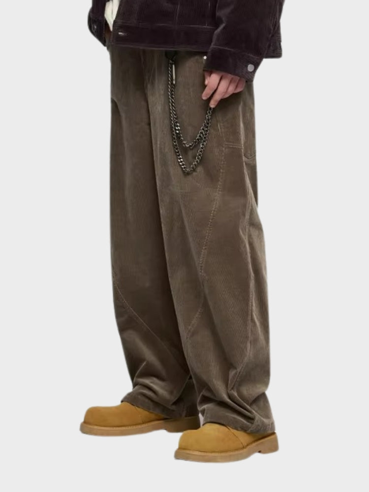 Casual oversized corduroy trousers for men with relaxed fit and modern style | Tim