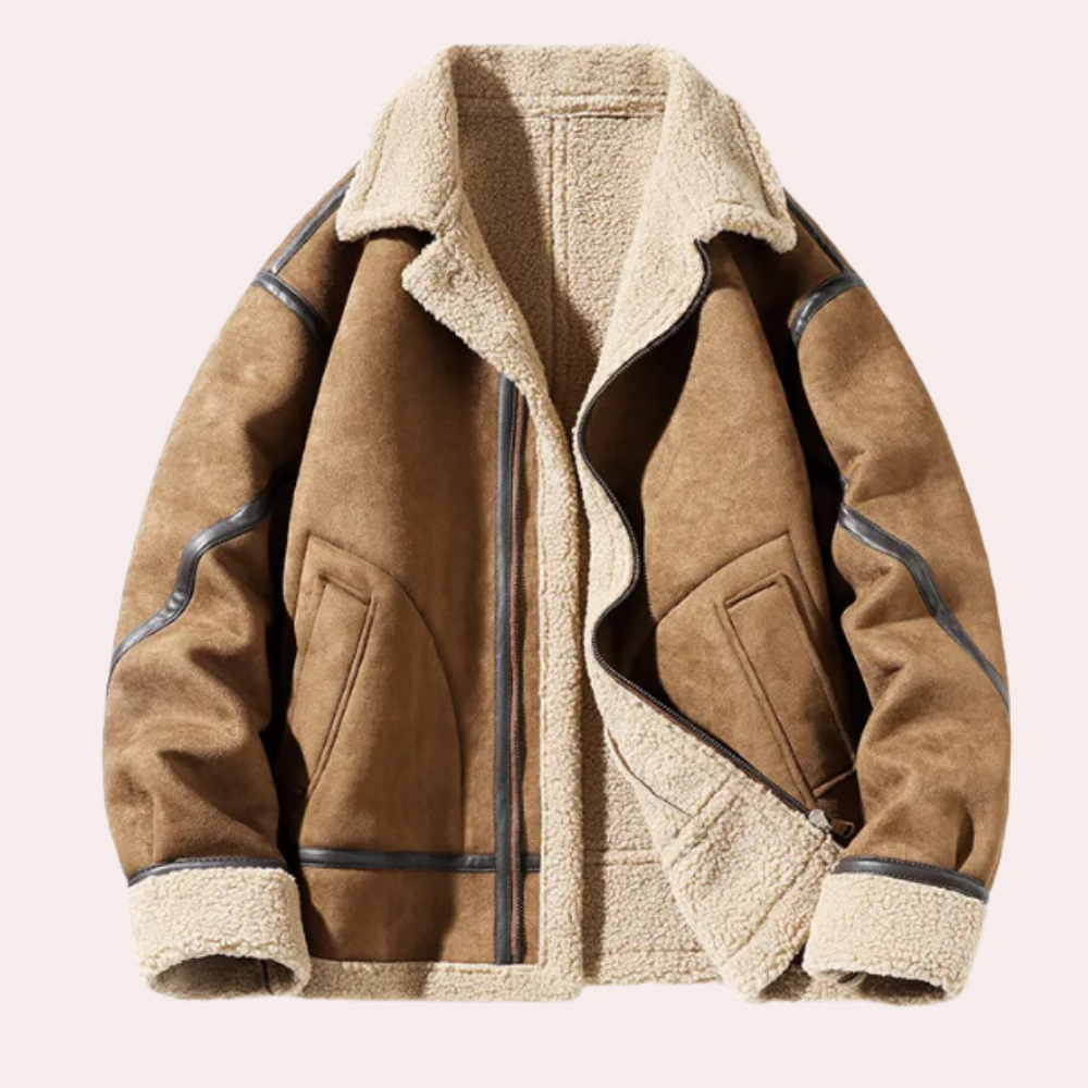 Insulated suede winter jacket for men with stylish fleece collar and windproof design | Mika
