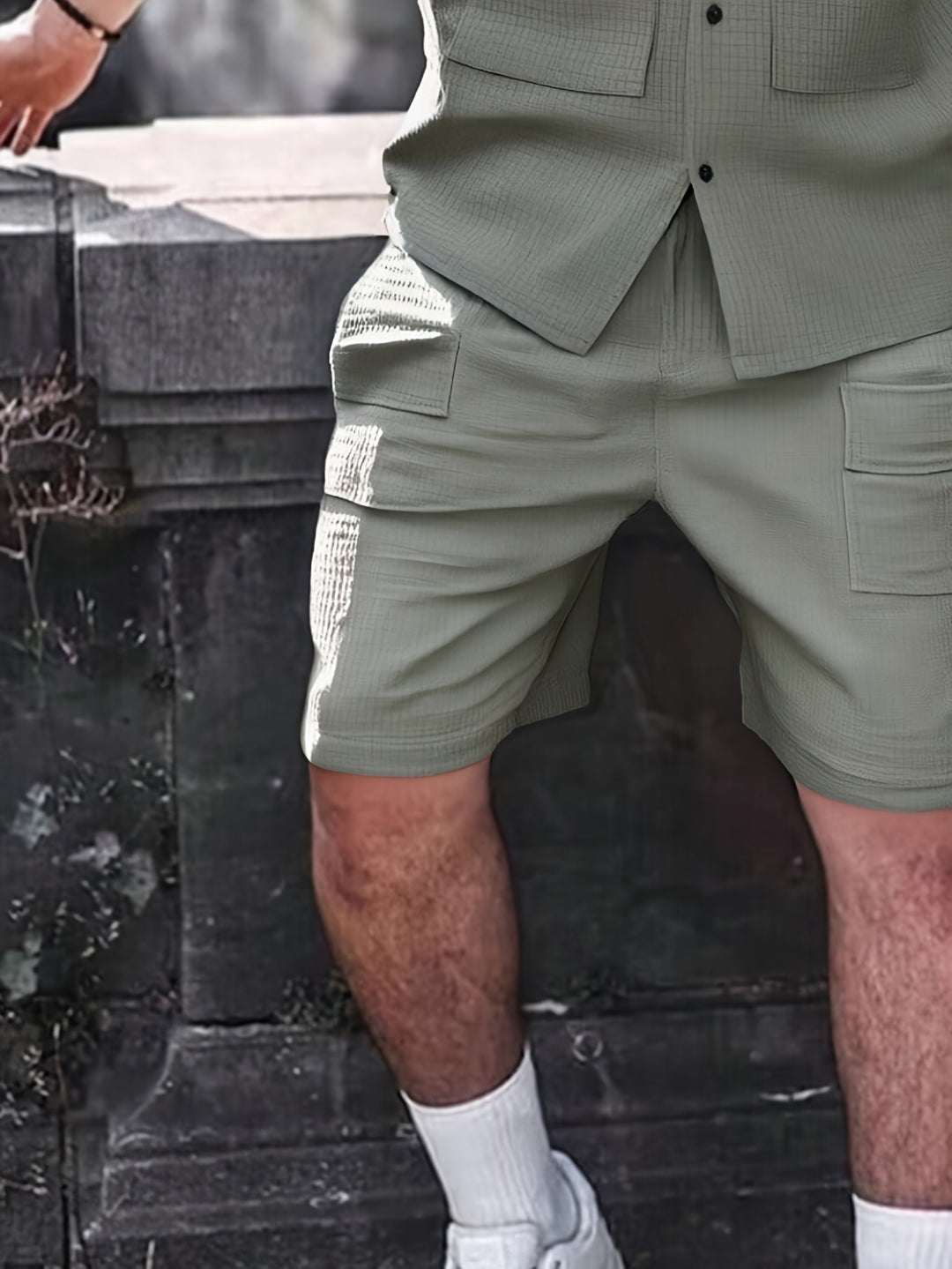 Men's Set | Casual Shirt & Shorts with Side Pockets | Loose Fit & Polyester | Summer