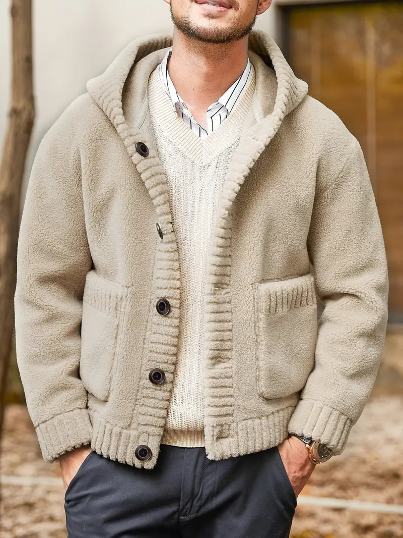 Cosy and stylish men's hooded knitted jacket with modern touch | Jason