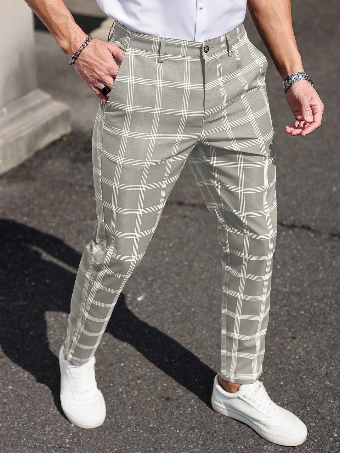 Men's Trousers | Checkered Design | Straight Leg | Comfort & Pockets | Spring & Autumn