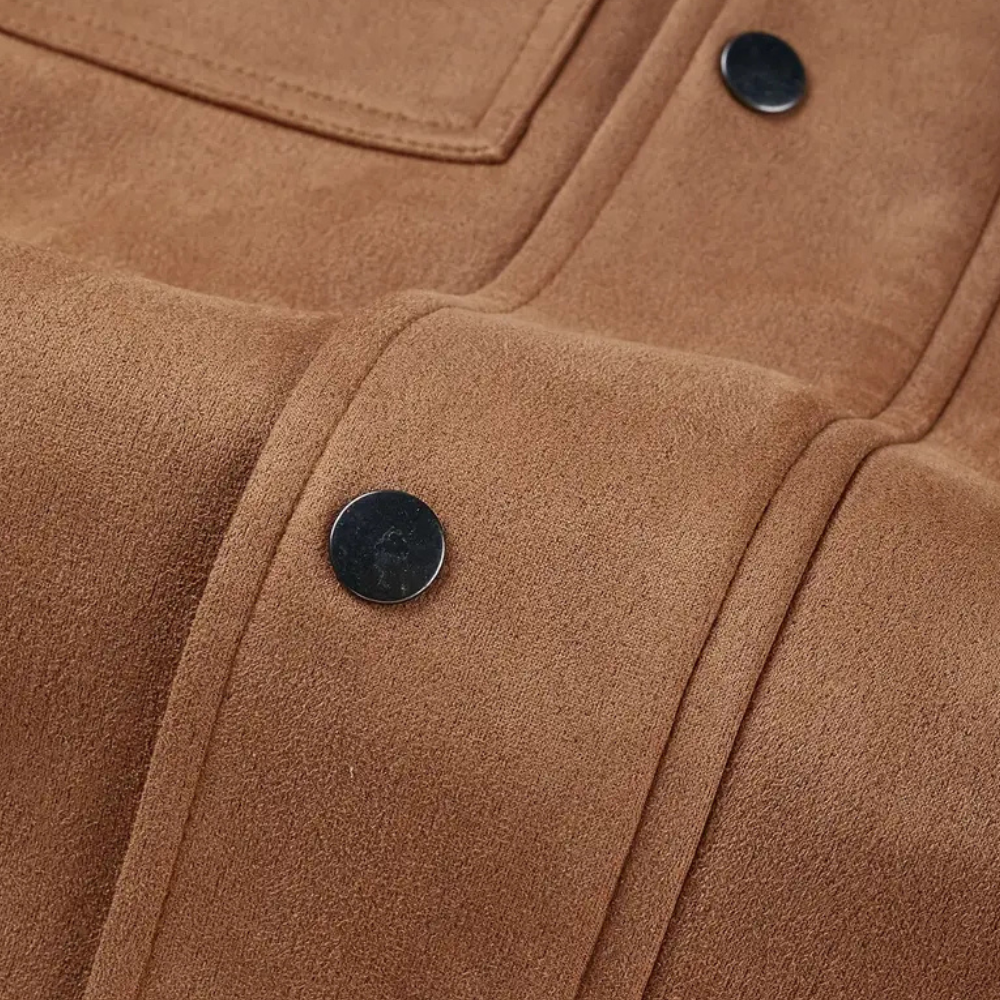 Classic men's wool long coat with patchwork pattern and inverted collar | Jochem