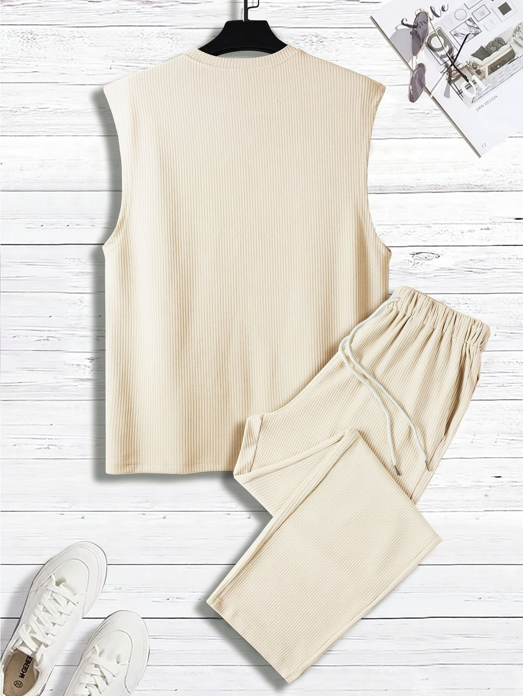 Men's set | Sleeveless Tank Top & Trousers with Drawstring | Casual Summer Comfortwear