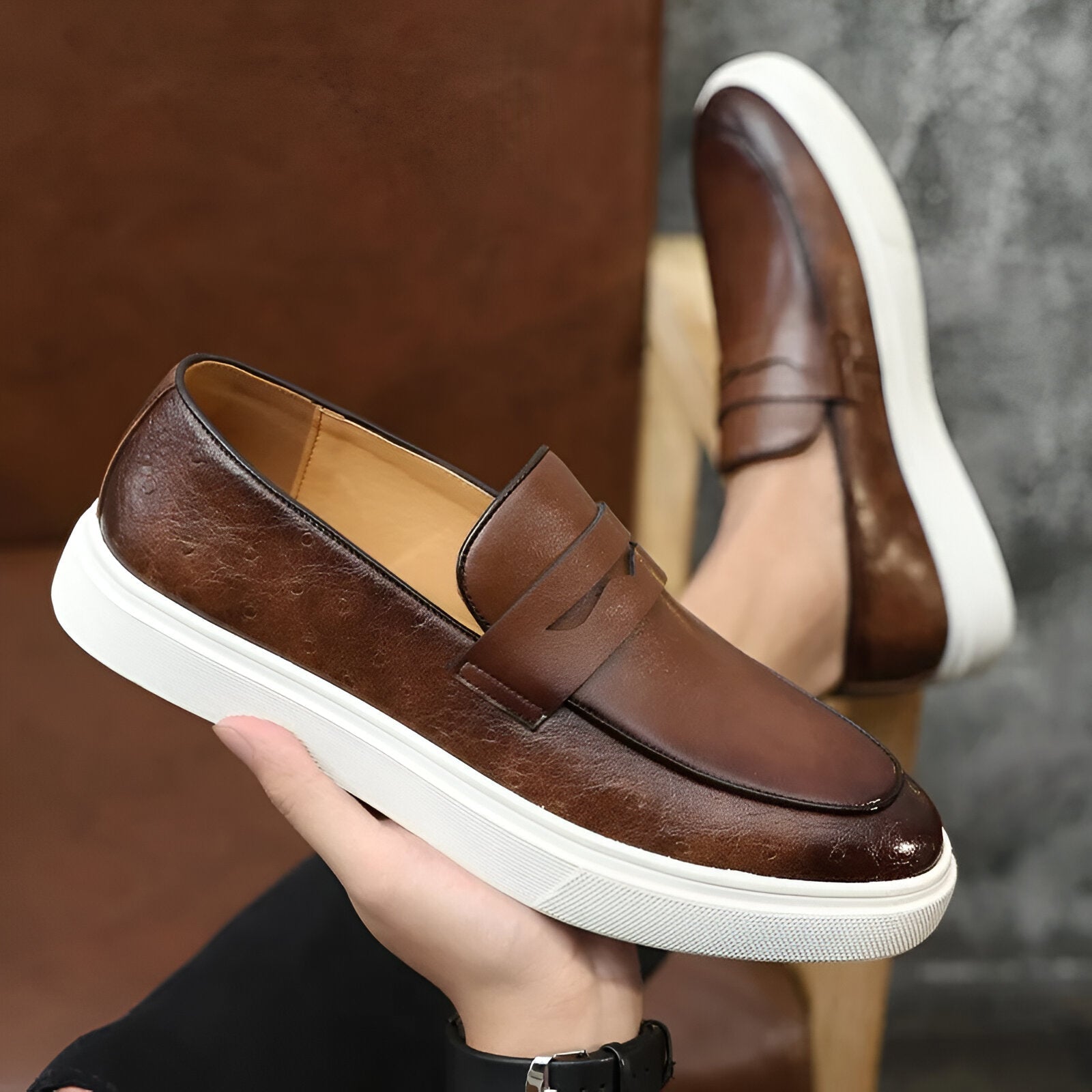 Men's shoes | Leather Slippers | Comfortable Thick Sole | Casual & Tailored