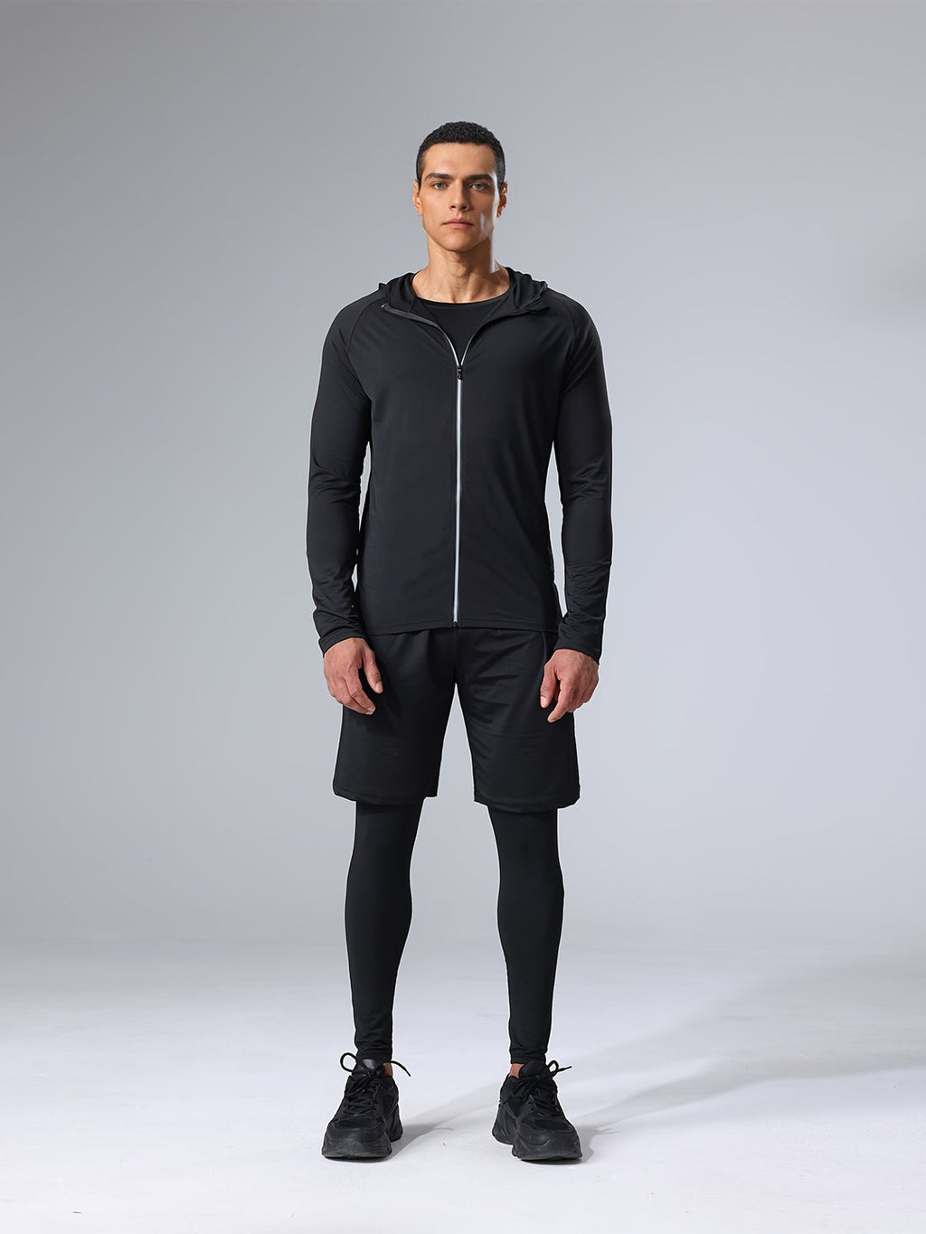 Men's Sportswear Set 4-Piece | Breathable & Quick-Drying | Skinny Fit | Solid Colour